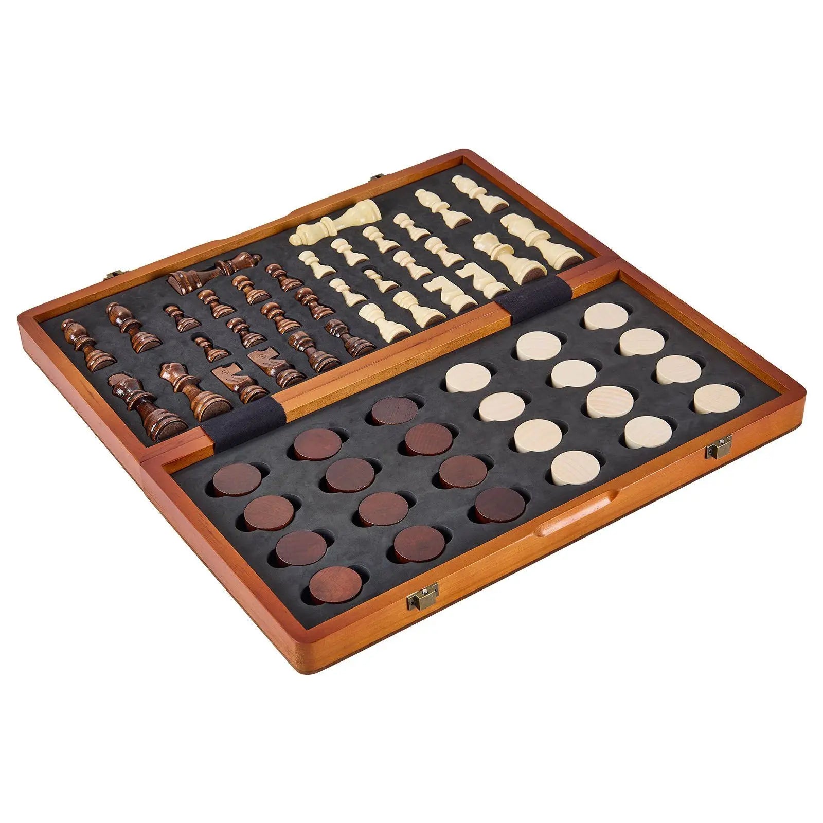 2 Queens Portable Travel Gift Chess Set for Tournament Professional Beginner 15 Inch 2-IN-1 Chess Checkers Game Set,
