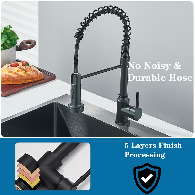 Senlesen Kitchen Faucets, Brushed Nickel Commercial Kitchen Faucet with Pull down Sprayer, Stainless Steel Kitchen Sink Faucets for 1 Hole, Single Handle Faucet for Sink Farmhouse Rv