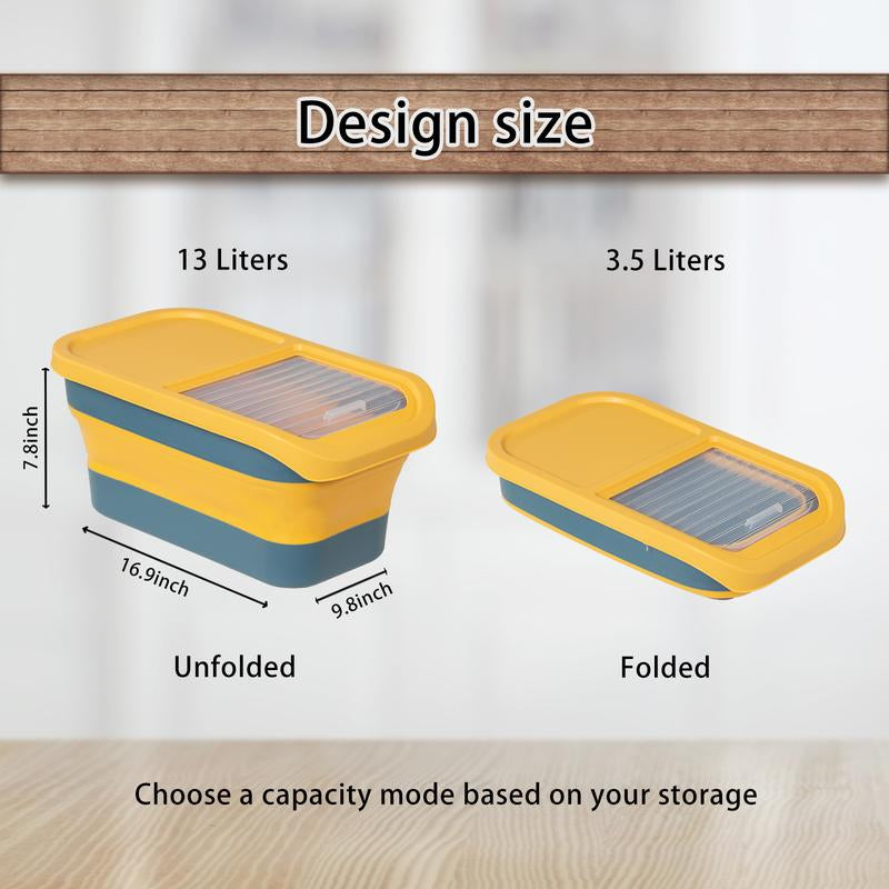 10-13Lbs Dog Food Storage Container, Folding Pet Food Container with Lids, Scoop and Measuring Cup, Pet Food Storage Containers Dry Food for Dog, Cats and Other