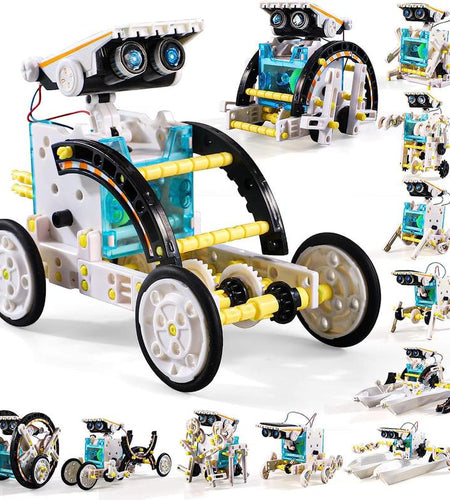 Education Building Science Experiment Set, 12 in 1 STEM Solar Robot Kit Toys,Birthday/Christmas Gift