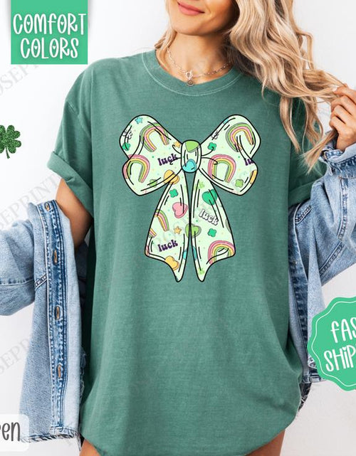 Load image into Gallery viewer, Lucky Charm Bow St Patrick Shirt Comfort Colors, St Patrick&#39;S Day Women&#39;S Tee, Cute Women&#39;S Tshirt
