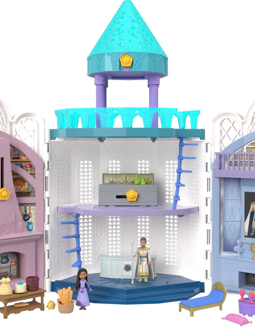 Load image into Gallery viewer, Mattel Disney Wish Toys Rosas Castle Dollhouse Playset with 2 Posable Mini Dolls Star Figure 20 Accessories Light-Up Projection Dome &amp; More

