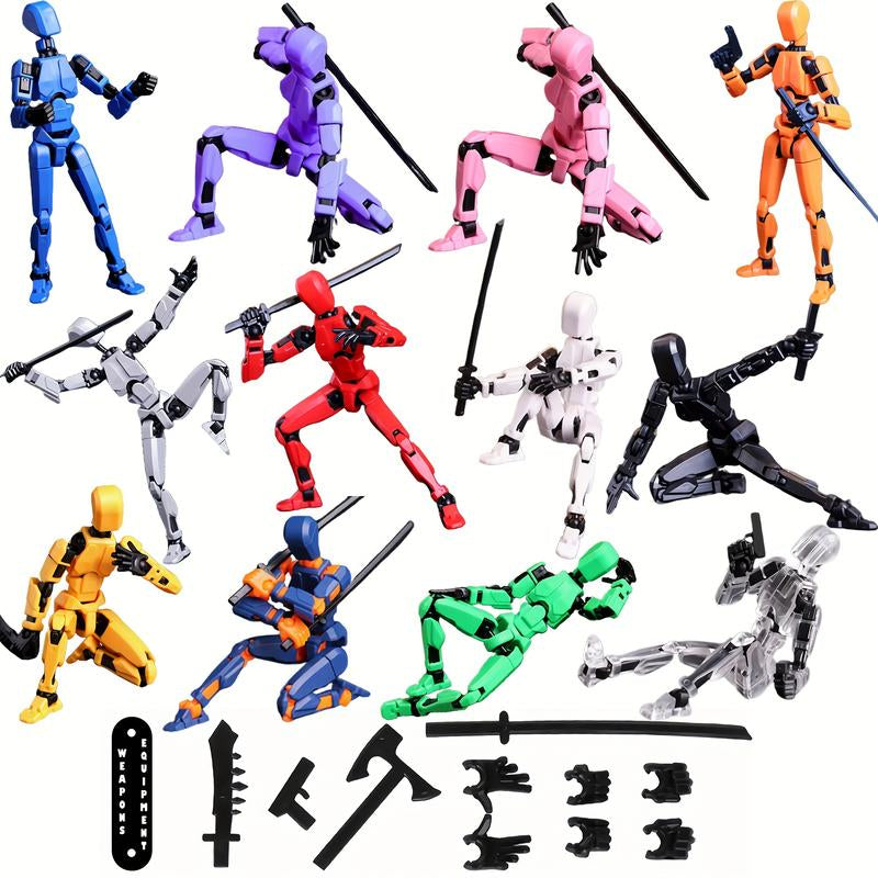 Assembled Finished Product 3-Piece Set of 3D Printed Multi-Joint Action Figures T13, Fully Movable Robot Model, Suitable for Stop-Motion Animation, Halloween Gifts and Christmas Gifts,Collectible Figurines Metal Anime Design Statues