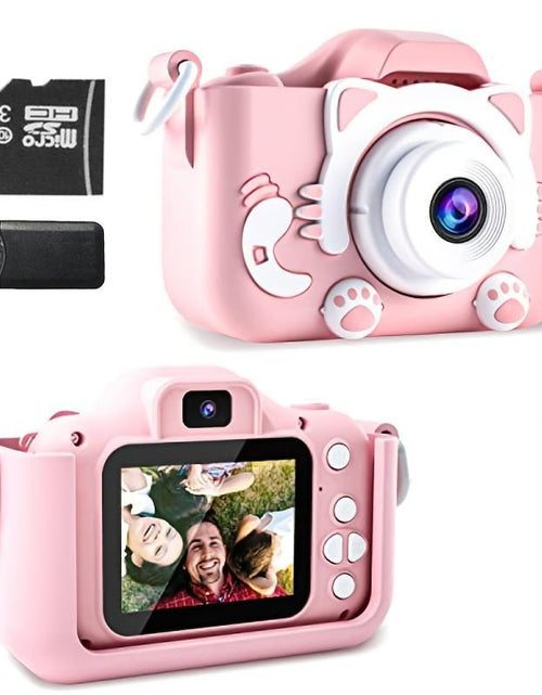 Load image into Gallery viewer, Compact Mini Digital Cameras, Portable Cute Cat Ear Shape Design Video Digital Camera with 32GB SD Card, USB Rechargeable Camera, Stocking Fillers Gift
