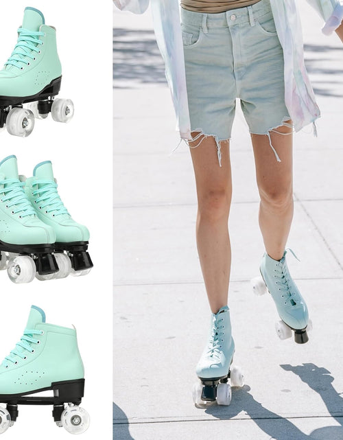 Load image into Gallery viewer, Roller Skates for Women and Men Cowhide High-Top Shoes Classic Double-Row Roller Skate Four-Wheel Roller Skates for Men Girls Unisex
