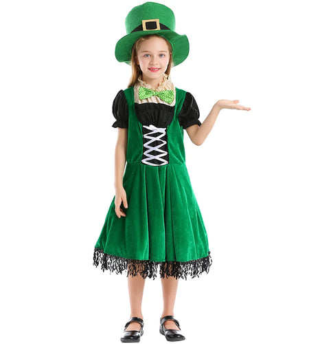 Irish Folk Dance Dress St Patrick Day Elf Leprechaun Costume Kid Girls Green Carnival Festival Fairy Pixie Outfit for Toddler
