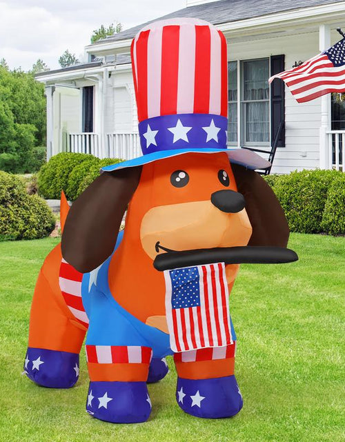 Load image into Gallery viewer, 4Th of July Inflatables 4FT Dog with American Flag Independence Day Blow up Inflatable Yard Decorations with Built-In Leds for Holiday Party Indoor Outdoor Yard Garden Lawn
