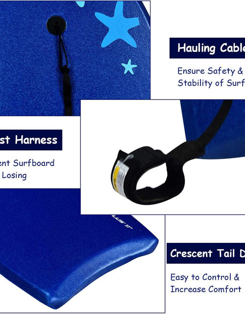 Load image into Gallery viewer, 41&#39;&#39;/37&#39;&#39;/33&#39;&#39; Lightweight Body Board for Beach, Surf Board with EPS Core, XPE Deck, HDPE Slick Bottom, Wrist Leash, Bodyboard for Kids Adults Surfing
