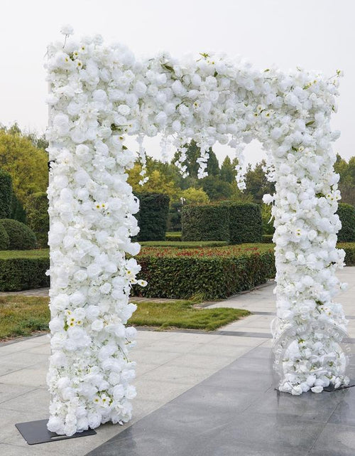 Load image into Gallery viewer, 7.87FT X 8.53FT Artificial White Rose Cloth Base Flower Row Arrangement Decor for Wedding Backdrop Square Frame Event Props
