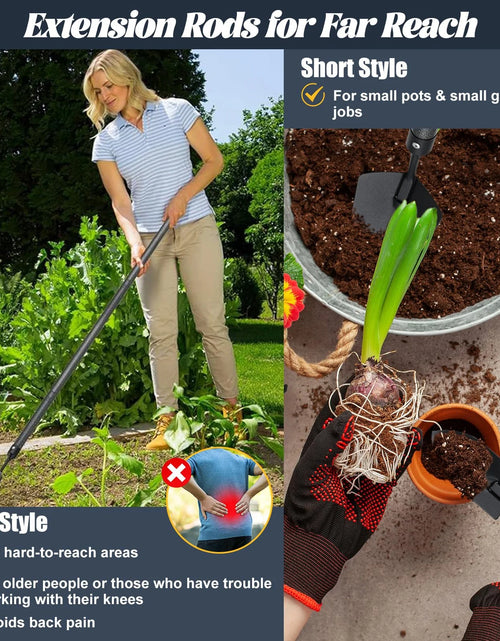 Load image into Gallery viewer, Garden Tools Set with Extension Handles, Heavy-Duty Steel Thick Gardening Hand Tools,5 Pieces
