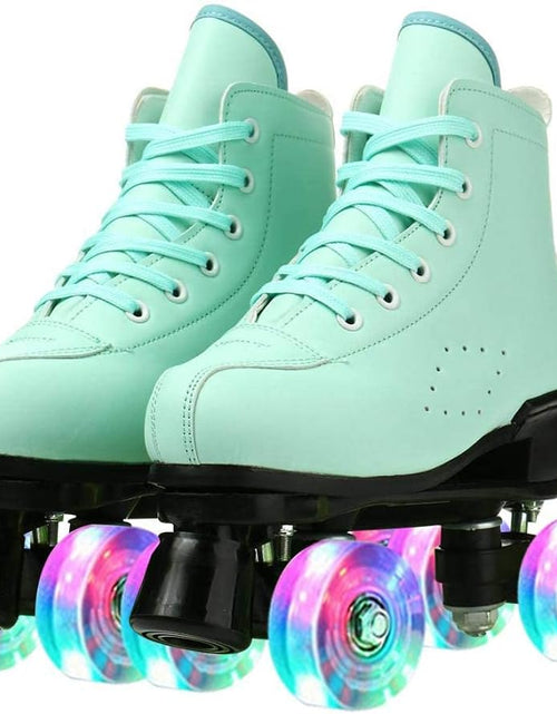 Load image into Gallery viewer, Roller Skates for Women and Men Cowhide High-Top Shoes Classic Double-Row Roller Skate Four-Wheel Roller Skates for Men Girls Unisex
