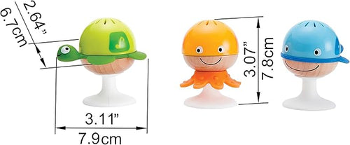 Load image into Gallery viewer, Hape Put-Stay Rattle Set | Three Sea Animal Suction Rattle Toys Baby Educational Toy Set

