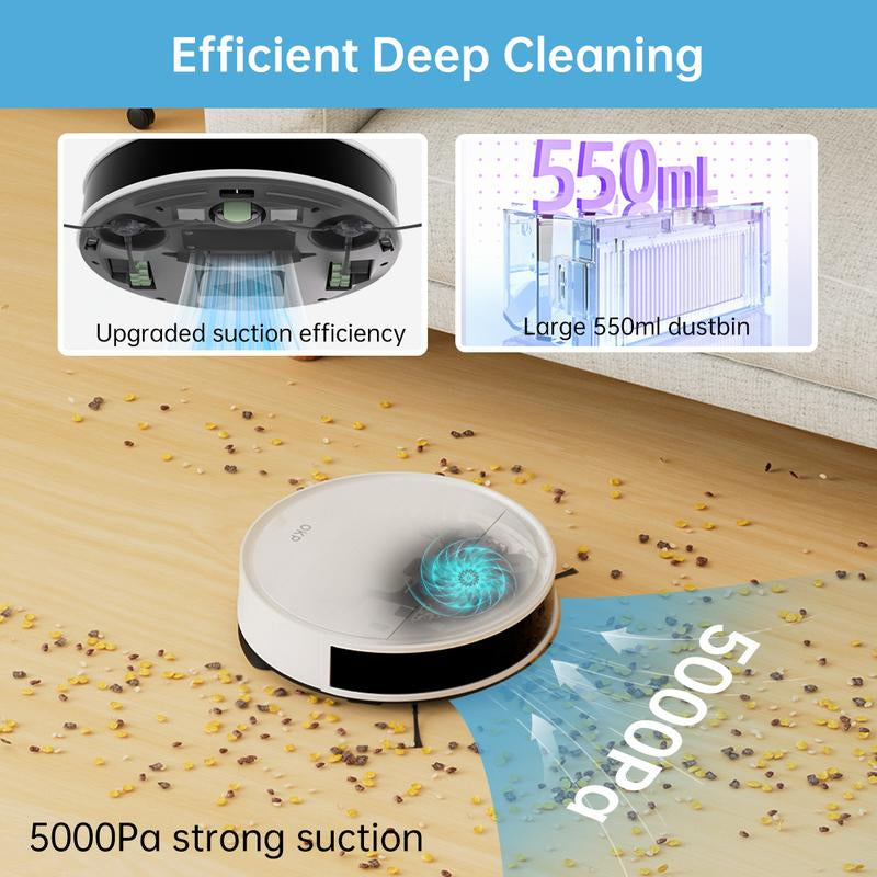OKP K5 Pro Robot Vacuum and Mop, 2 in 1 Mopping Robotic Vacuum with 5000 Pa Suction Power, Auto Self-Recharging, Wi-Fi(2.4Hz Only) /App/Alexa/Remote Control, Good for Hard Floors and Pet Hair Pick up Home Appliances Robotvacuummop