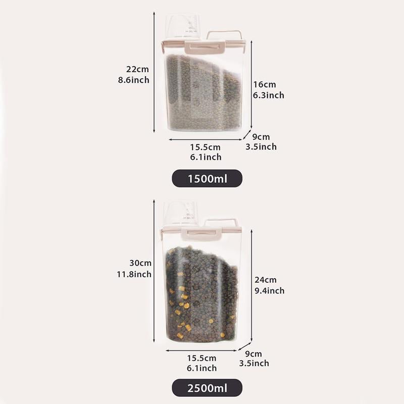 Clear Pet Food Storage Seal Box, Leakproof Pet Food Storage Container, Food Storage Organizer for Cats and Dogs