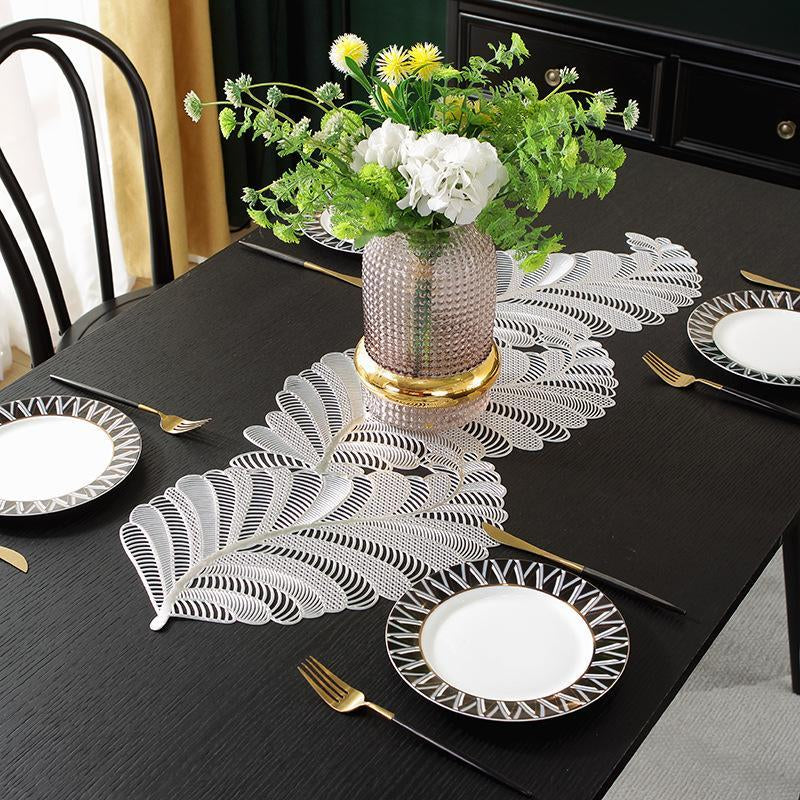 Hollow Table Runner, 1 Count Non-Slip Plants Design Leaf Placemat for Home Party Kitchen Dining Room, Wedding Decor