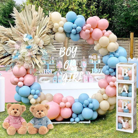 Gender Reveal Baby Shower Balloon Garland Arch Kit,176Pc Latex Balloon Box Decoration,Pink and Blue Balloon Decor,Baby Shower Balloon Party Decoration
