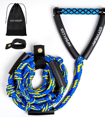 SETYPARY Wakesurf Rope and Handle 25ft Floating Wake Surf Ropes Surf Tow Rope for Wakesurfing and Watersports (Blue & Yellow)