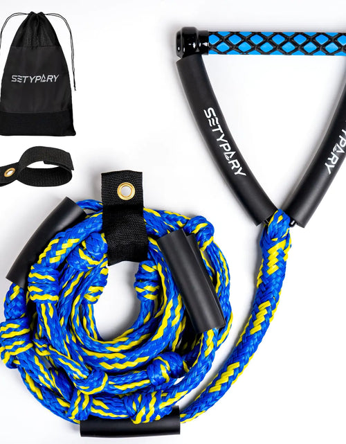 Load image into Gallery viewer, SETYPARY Wakesurf Rope and Handle 25ft Floating Wake Surf Ropes Surf Tow Rope for Wakesurfing and Watersports (Blue &amp; Yellow)
