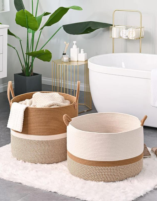 Load image into Gallery viewer, Large Cotton Rope Storage Basket | Durable Pet-Friendly Organizer with Handles | Woven Multi-Purpose Basket for Home &amp; Pet Toys Laundry Room
