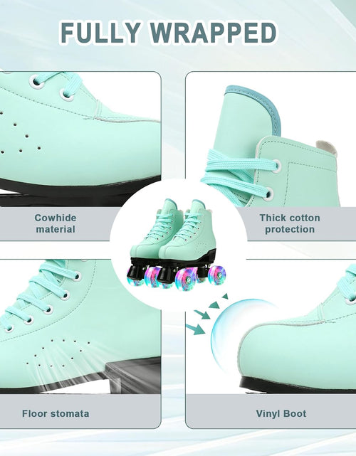 Load image into Gallery viewer, Roller Skates for Women and Men Cowhide High-Top Shoes Classic Double-Row Roller Skate Four-Wheel Roller Skates for Men Girls Unisex
