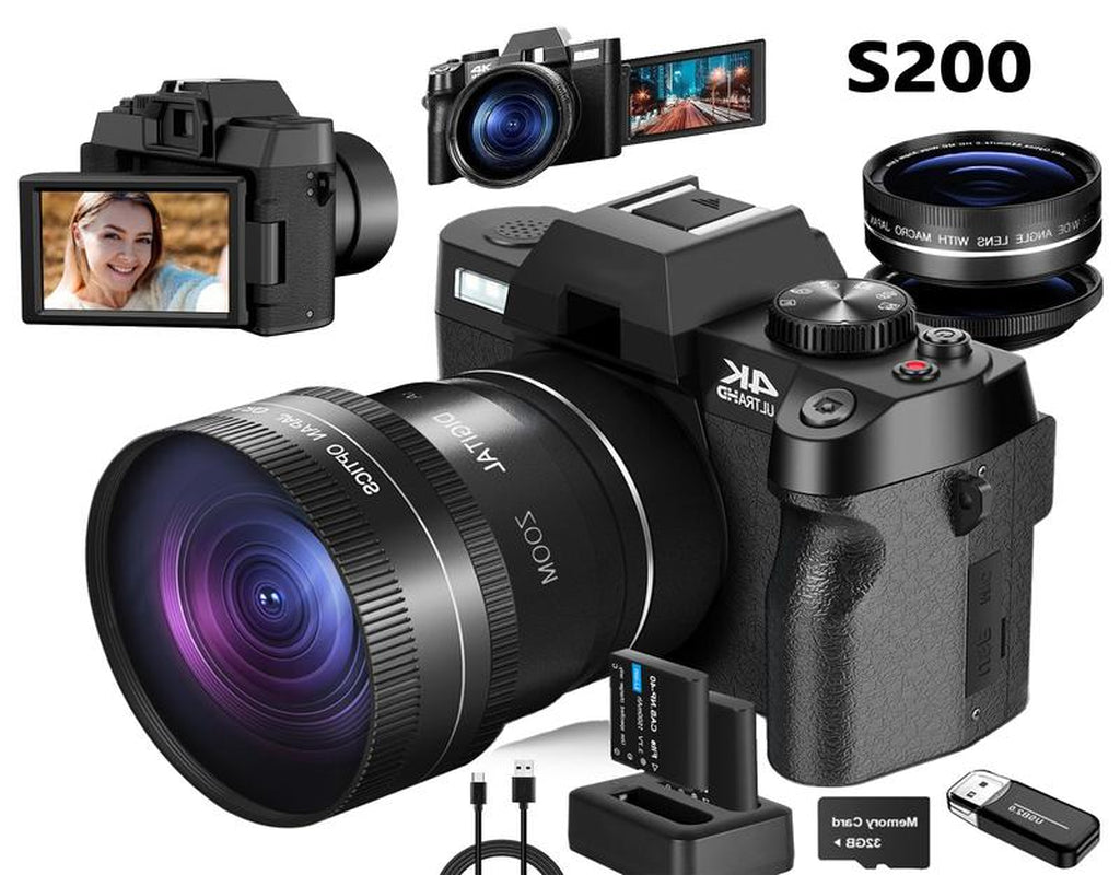 4K Digital Cameras for Photography, 48MP Vlogging Camera for Youtube with Wifi, 180° Flip Screen Compact Camera with Flash