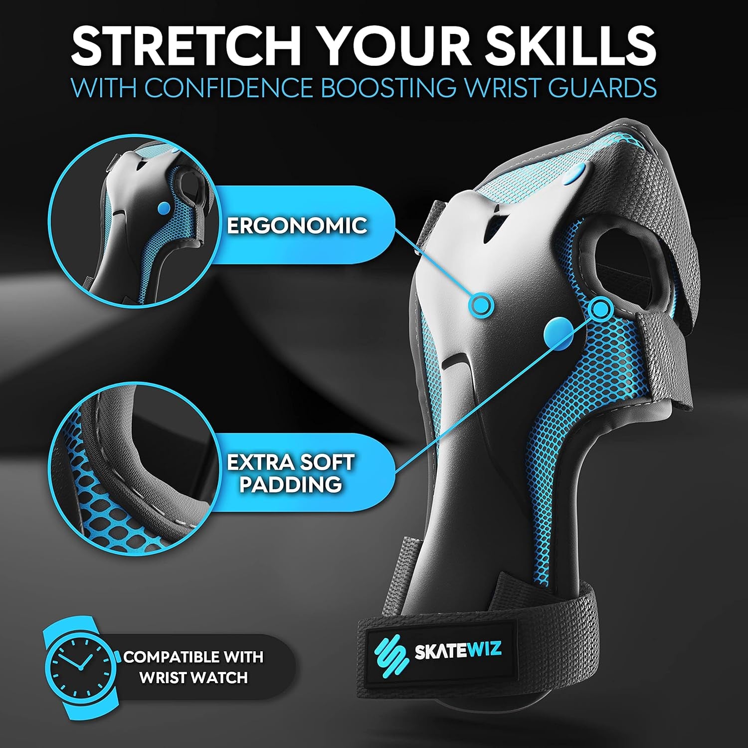 Knee Pads for Kids - Knee and Elbow Pads Set - PROTECT-1 - Size S Blue - Wrist Guards Skating Protective Gear, Skateboard, Roller Skate, Ice Skates for Kids