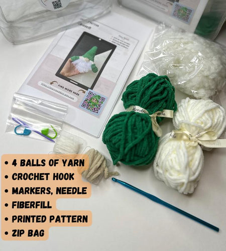 New Year DIY Crochet Kit: Beginner-Friendly Amigurumi Gnome Pattern for Christmas Ornaments and Unique Holiday Decor Handmade Gift Idea