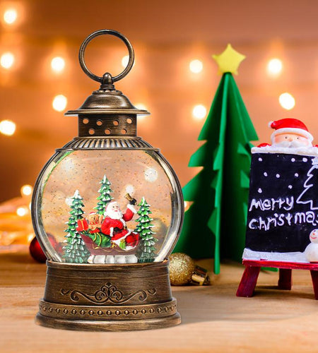 Musical Snow Globe Lantern for Christmas Festival Decor - Xmas Tree & Santa