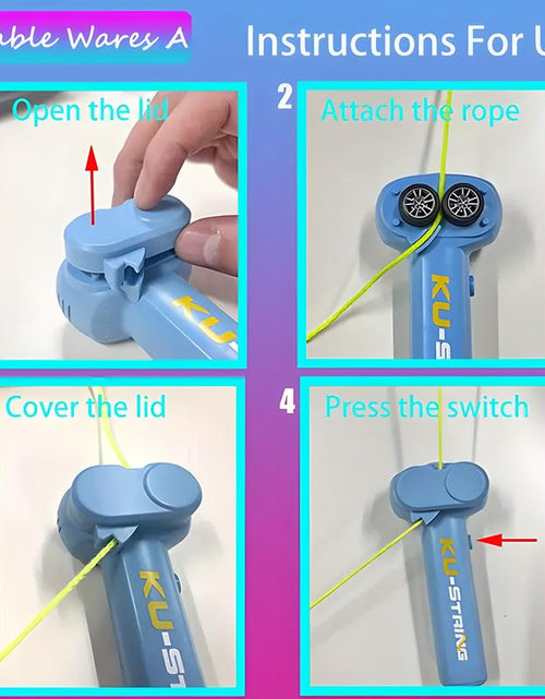Load image into Gallery viewer, Children&#39;S Guitar - Best Summer Gift for Kids, Perfect for Birthday, Music Parties &amp; Outdoor Games - Motorized Rope Launcher with 3 Light-Up Ropes, USB Rechargeable, Portable &amp; Durable for Kids&#39; Fun!
