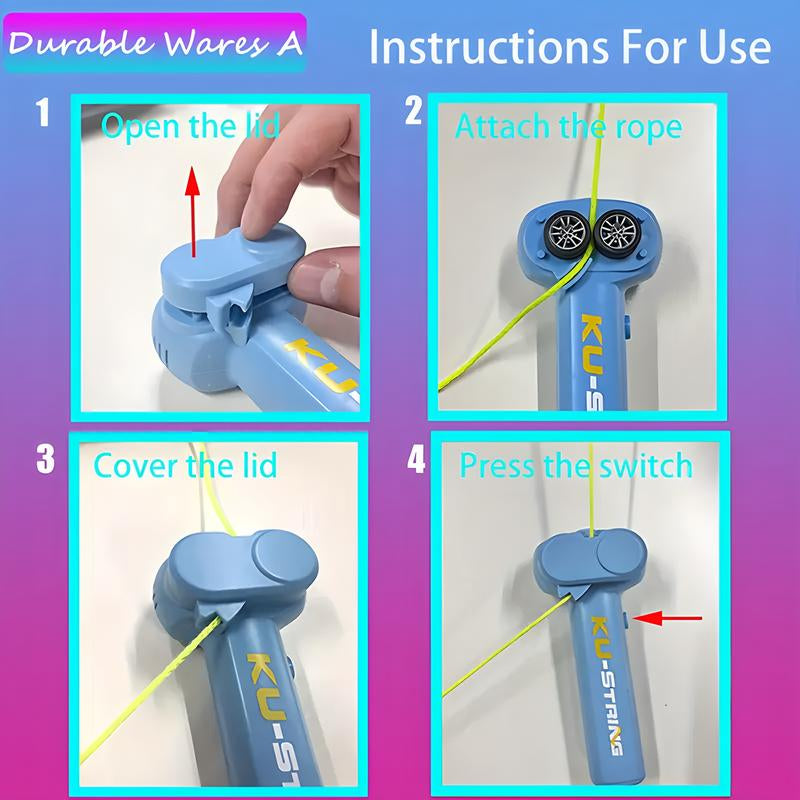 Children'S Guitar - Best Summer Gift for Kids, Perfect for Birthday, Music Parties & Outdoor Games - Motorized Rope Launcher with 3 Light-Up Ropes, USB Rechargeable, Portable & Durable for Kids' Fun!