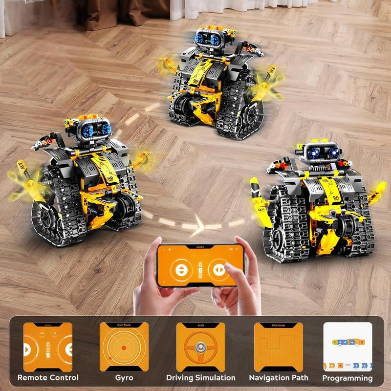 Robot Toys for Kids, 520 PCS App & Remote Control Robotics Kit, 5-In-1 RC Wall Robot, Engineer Robot & Dinosaur Building Toy, Gift for Boys & Girls 6+