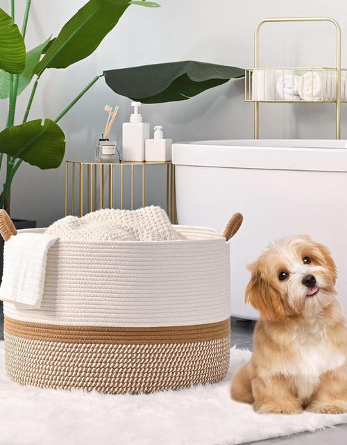 Load image into Gallery viewer, Large Cotton Rope Storage Basket | Durable Pet-Friendly Organizer with Handles | Woven Multi-Purpose Basket for Home &amp; Pet Toys Laundry Room
