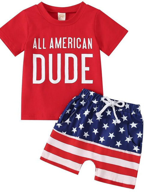 Load image into Gallery viewer, Baby Boy 4Th of July Independence Day Toddler Shorts Outfit Red Pants Clothing Sets Clothing Baby Boy Clothes Products #Springtok
