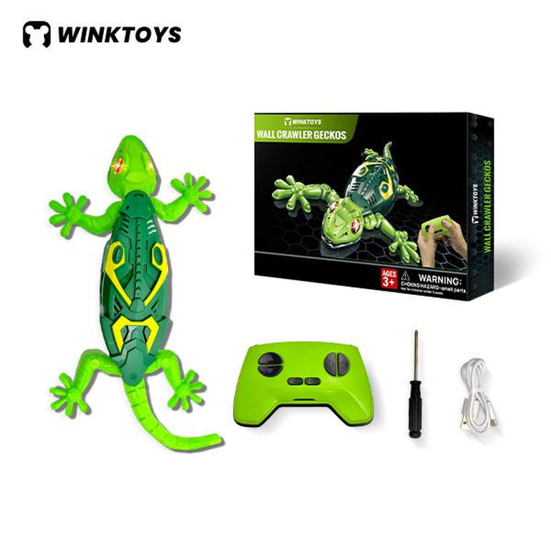 Wall Crawler Gecko, Winktoys Remote Control Toy, Electric Lizard Toy with LED Glowing Eyes, 360° Spin, Animal Toy, Fun Indoor Toy, Gift Idea, Party Toy, Cool Gifts, Family Fun