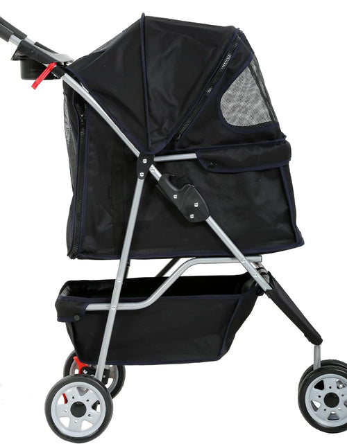 Load image into Gallery viewer, 3-Wheel Pet Stroller, Lightweight Foldable Dog Stroller for Small Medium Dogs &amp; Cats, Breathable Mesh &amp; Weather Cover with Storage Basket, for Daily Walk Outdoor Travel (Black)
