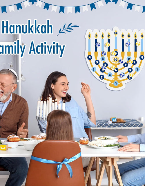 Load image into Gallery viewer, Hanukkah Party Games Party Decorations 26 X 25 Menorah Dart Board with 18 Sticky Balls Hanukkah Activities Chanukah Gifts Chanukah Favors
