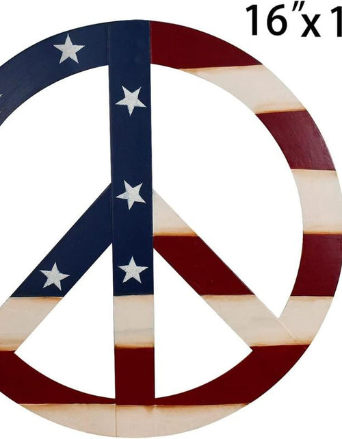 Load image into Gallery viewer, Patriotic American Flag Metal Peace Sign, Decorative Metal Hanging Peace Sign Wall Decor Star and Stripes Peace Sign Wall Art for Home Door Wall
