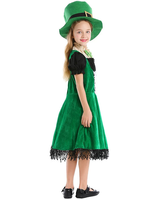 Load image into Gallery viewer, Irish Folk Dance Dress St Patrick Day Elf Leprechaun Costume Kid Girls Green Carnival Festival Fairy Pixie Outfit for Toddler
