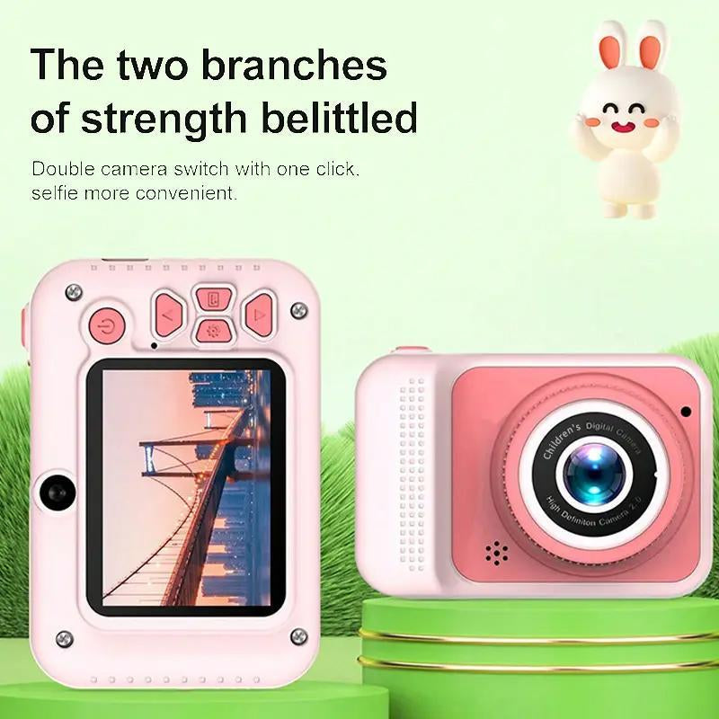 1080P Mini Dual Lens Digital Camera for Summer, 2000W Front & Rear Dual Compact Camera with Eye Protective Screen, Digital Camera, Anti-Fall High Definition Digital Cameras, Portable Digital Cameras for Video Shooting, Camera for Vlogging