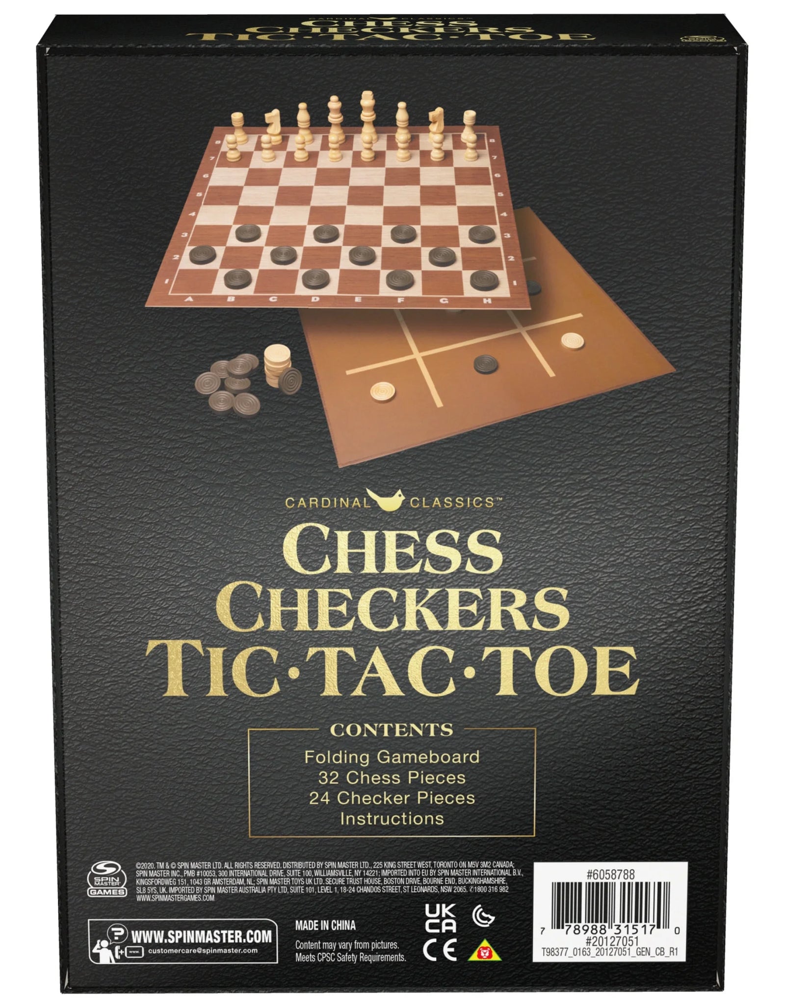 Spin Master Games, Chess Checkers and Tic-Tac-Toe Set, for Ages 6 and Up