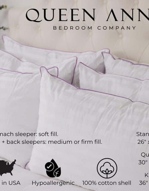 Load image into Gallery viewer, Luxury Hotel Pillows - Two Pack (2) - Majesty down - Synthetic down Alternative - Allergy Free Hypoallergenic Bed Pillows - Made in USA (Queen Soft)
