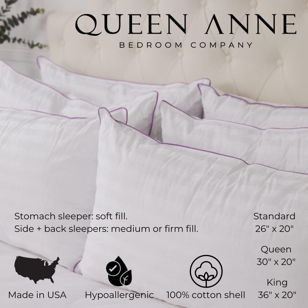 Luxury Hotel Pillows - Two Pack (2) - Majesty down - Synthetic down Alternative - Allergy Free Hypoallergenic Bed Pillows - Made in USA (Queen Soft)