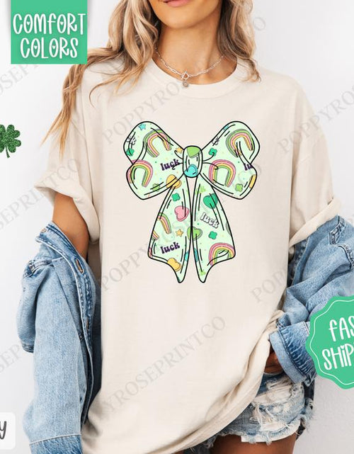 Load image into Gallery viewer, Lucky Charm Bow St Patrick Shirt Comfort Colors, St Patrick&#39;S Day Women&#39;S Tee, Cute Women&#39;S Tshirt
