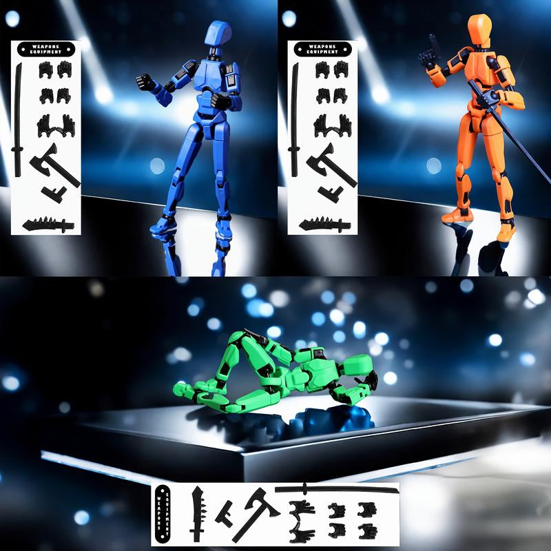 Assembled Finished Product 3-Piece Set of 3D Printed Multi-Joint Action Figures T13, Fully Movable Robot Model, Suitable for Stop-Motion Animation, Halloween Gifts and Christmas Gifts,Collectible Figurines Metal Anime Design Statues