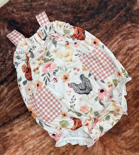 Baby Girl Clothes Chicken Embroidery Baby Summer Bubble Farm Clothing