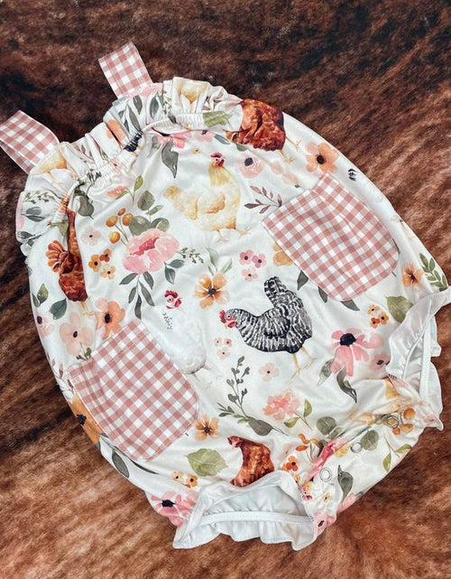 Load image into Gallery viewer, Baby Girl Clothes Chicken Embroidery Baby Summer Bubble Farm Clothing
