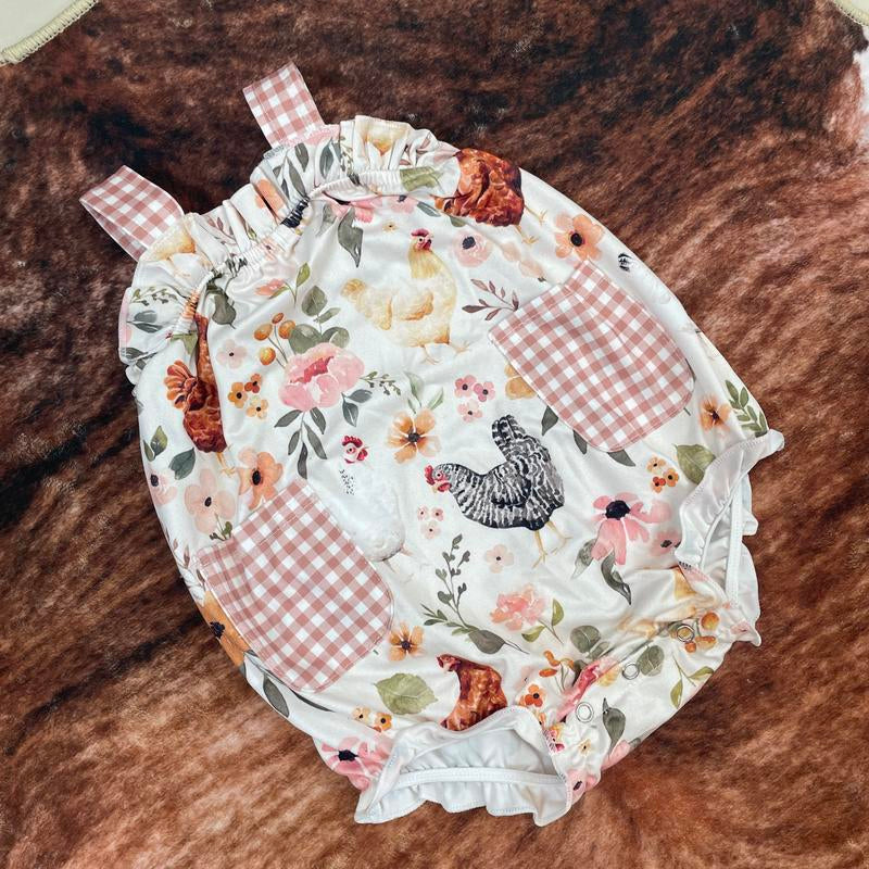 Baby Girl Clothes Chicken Embroidery Baby Summer Bubble Farm Clothing