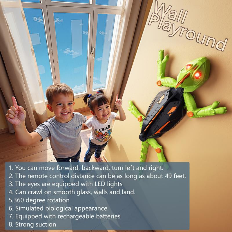 Wall Climbing RC Gecko Toy – Rechargeable Remote Control Robot with LED Eyes, STEM Tech Toy Gift for Kids Ages 6-12, Climbs Walls & Smooth Surfaces