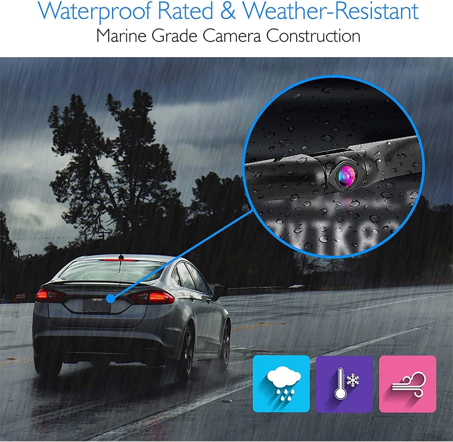 Rear View Backup Car Camera - Screen Monitor System W/ Parking and Reverse Assist Safety Distance Scale Lines, Waterproof & Night Vision, 7" LCD Video Color Display for Vehicles -  PLCM7500