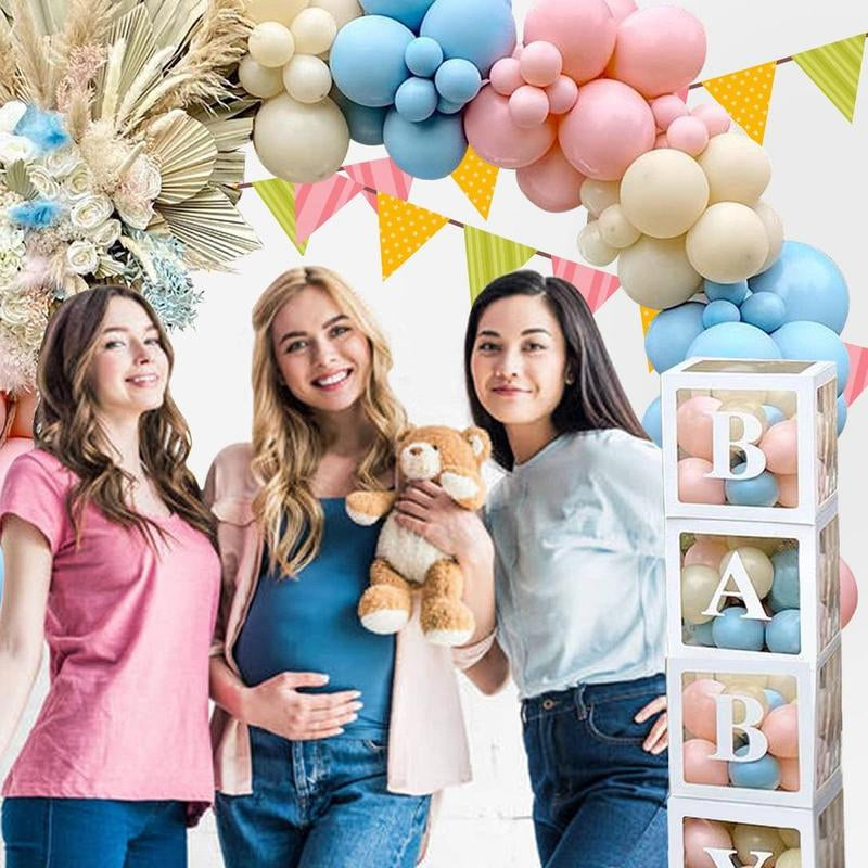 Gender Reveal Baby Shower Balloon Garland Arch Kit,176Pc Latex Balloon Box Decoration,Pink and Blue Balloon Decor,Baby Shower Balloon Party Decoration